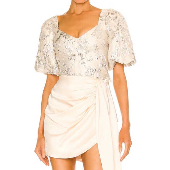 Jonathan Simkhai Taylor Matelassé Puff Sleeve Top 4 NWT - Picture 2 of 16